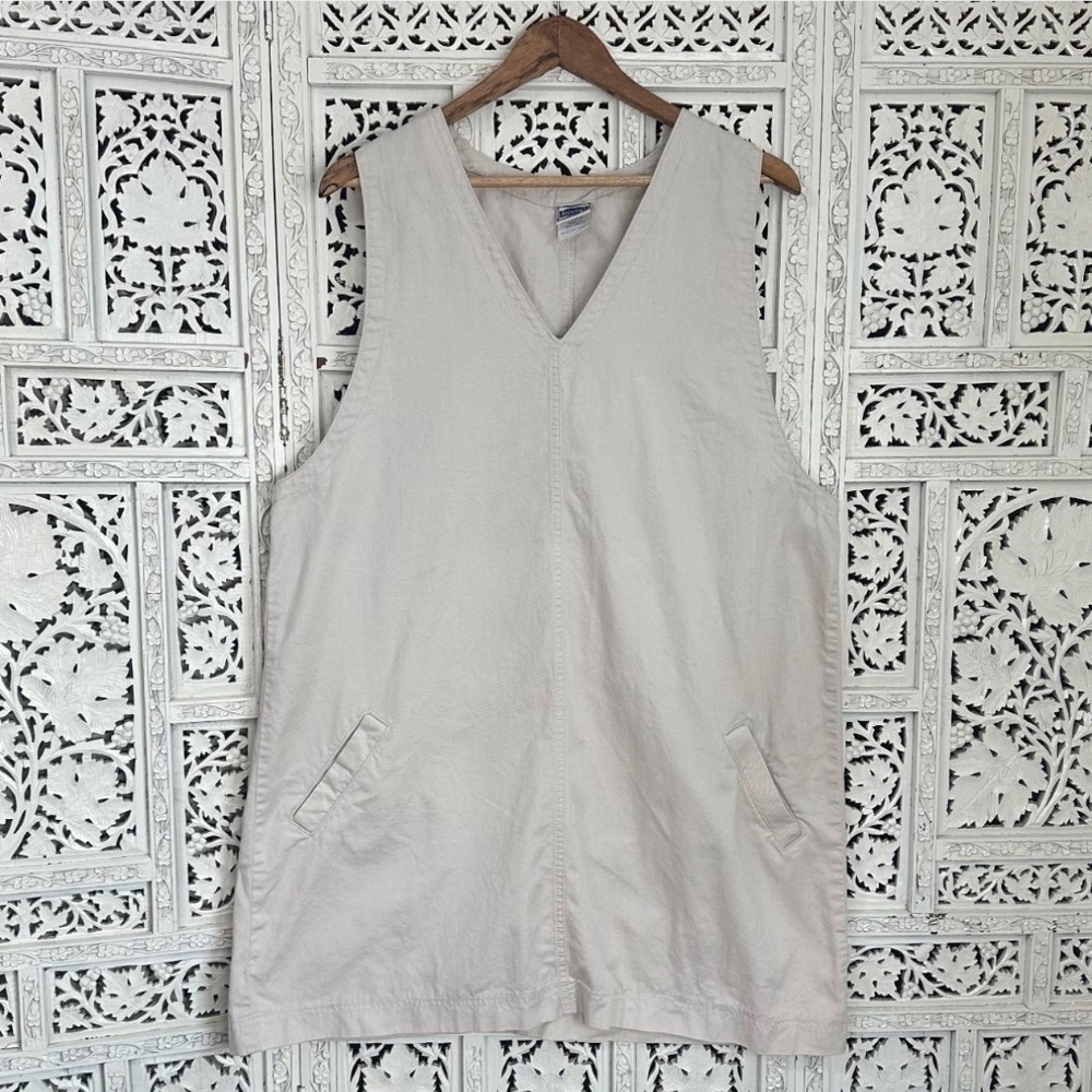 Vintage Neutral V Neck Sleeveless Knee Length‎ Summer Dress Sz XL